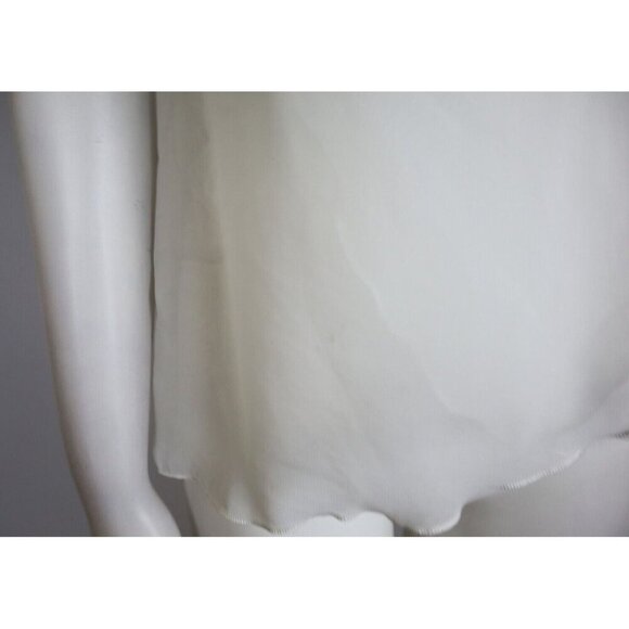 AB STUDIO - WOMEN'S GREEN AND WHITE PRINT SHEER BLOUSE - SIZE XS - Picture 5 of 10